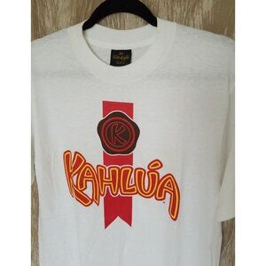 VTG Made in USA KAHLUA Graphic Logo Spell Out Mens S/S t-Shirt L single stitch